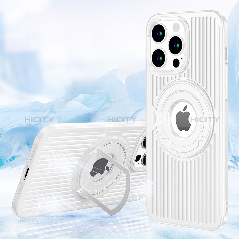 Coque Ultra Fine Silicone Souple Housse Etui avec Mag-Safe Magnetic Magnetique AC1 pour Apple iPhone 13 Pro Blanc Plus