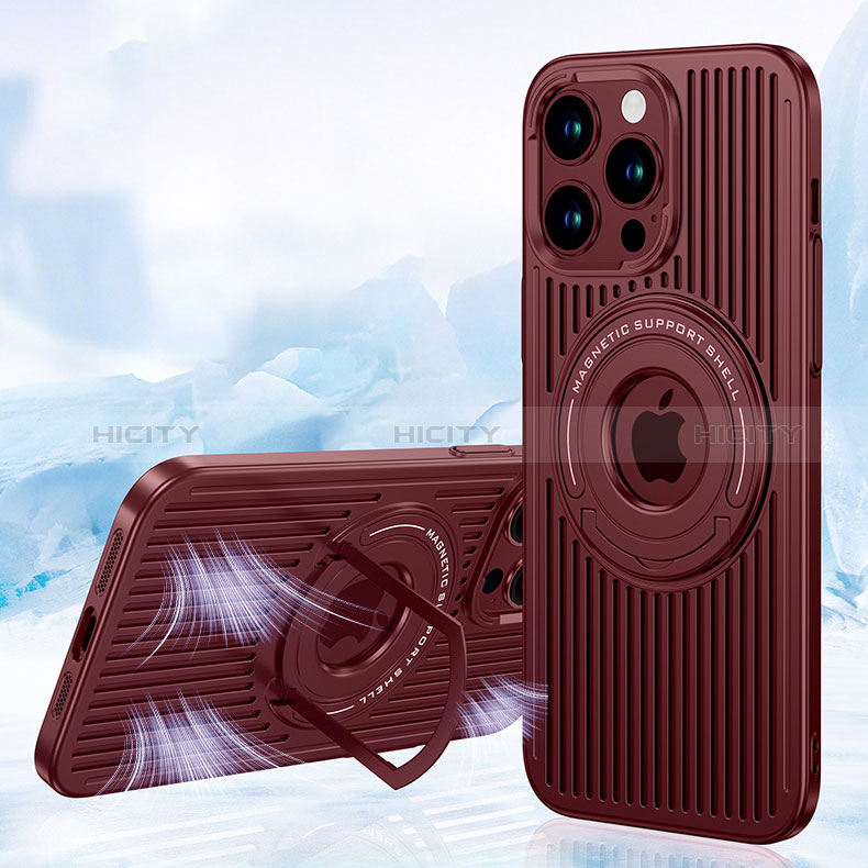 Coque Ultra Fine Silicone Souple Housse Etui avec Mag-Safe Magnetic Magnetique AC1 pour Apple iPhone 14 Pro Max Rouge Plus