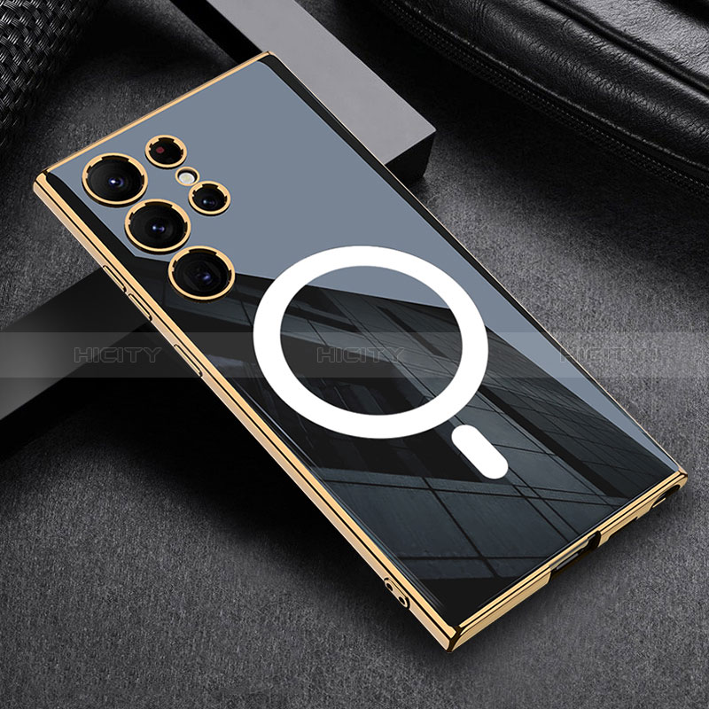 Coque Ultra Fine Silicone Souple Housse Etui avec Mag-Safe Magnetic Magnetique AC1 pour Samsung Galaxy S22 Ultra 5G Noir Plus