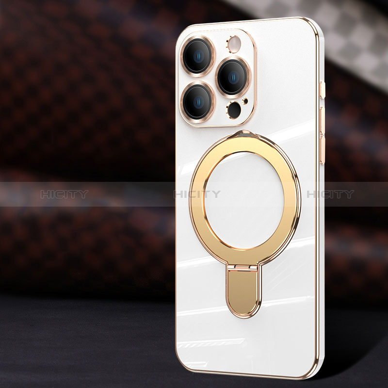 Coque Ultra Fine Silicone Souple Housse Etui avec Mag-Safe Magnetic Magnetique C01 pour Apple iPhone 12 Pro Blanc Plus