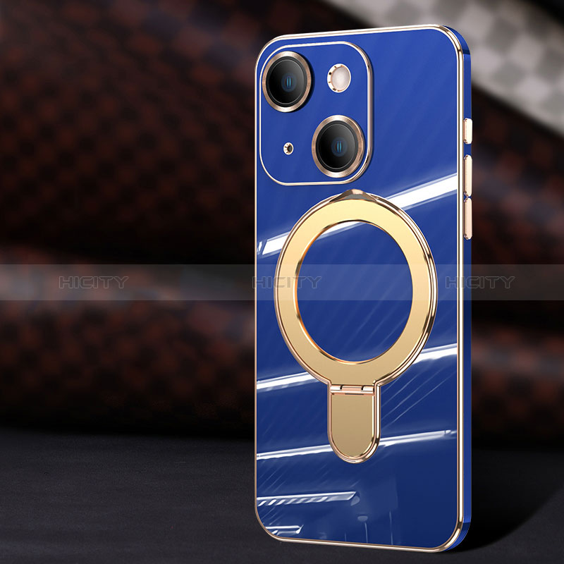 Coque Ultra Fine Silicone Souple Housse Etui avec Mag-Safe Magnetic Magnetique C01 pour Apple iPhone 14 Plus Bleu Plus