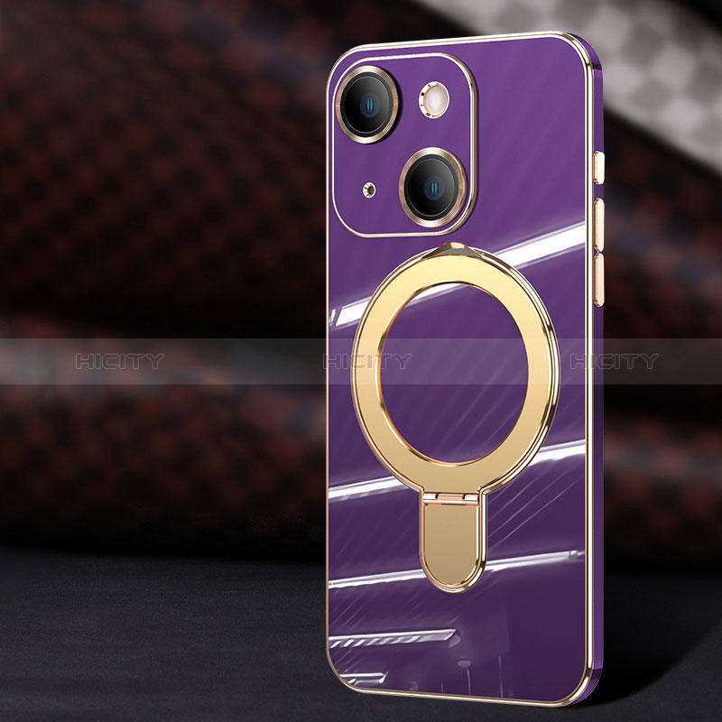 Coque Ultra Fine Silicone Souple Housse Etui avec Mag-Safe Magnetic Magnetique C01 pour Apple iPhone 14 Violet Plus