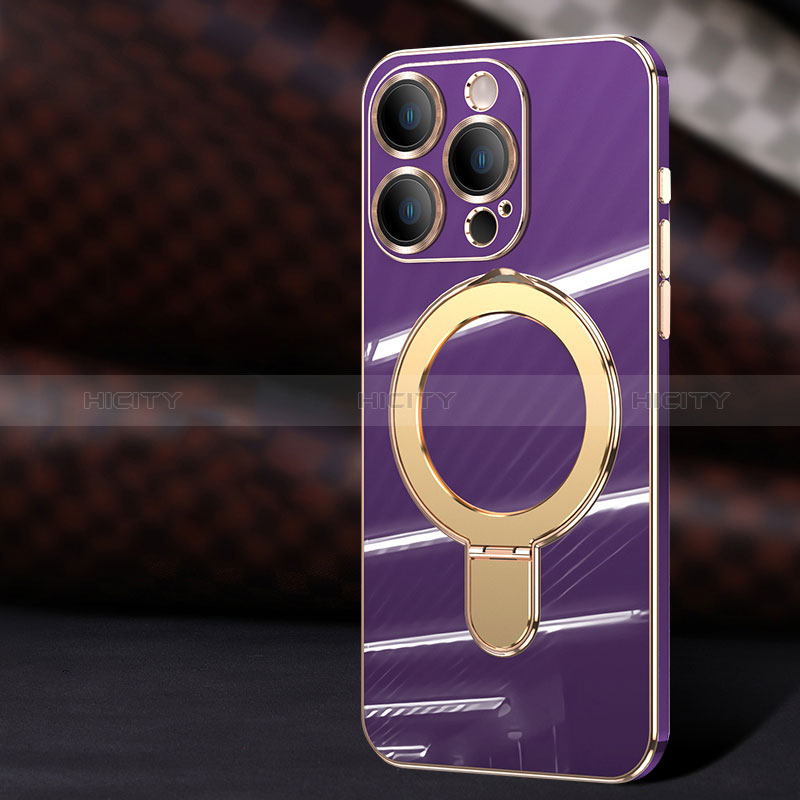 Coque Ultra Fine Silicone Souple Housse Etui avec Mag-Safe Magnetic Magnetique C01 pour Apple iPhone 16 Pro Max Violet Plus