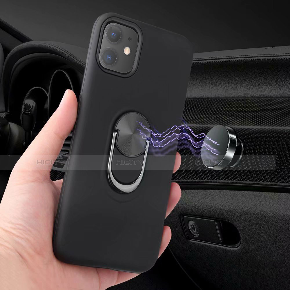 Coque Ultra Fine Silicone Souple Housse Etui avec Support Bague Anneau Aimante Magnetique A01 pour Apple iPhone 11 Plus