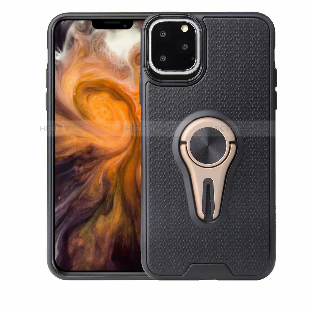 Coque Ultra Fine Silicone Souple Housse Etui avec Support Bague Anneau Aimante Magnetique A01 pour Apple iPhone 11 Pro Max Or Plus