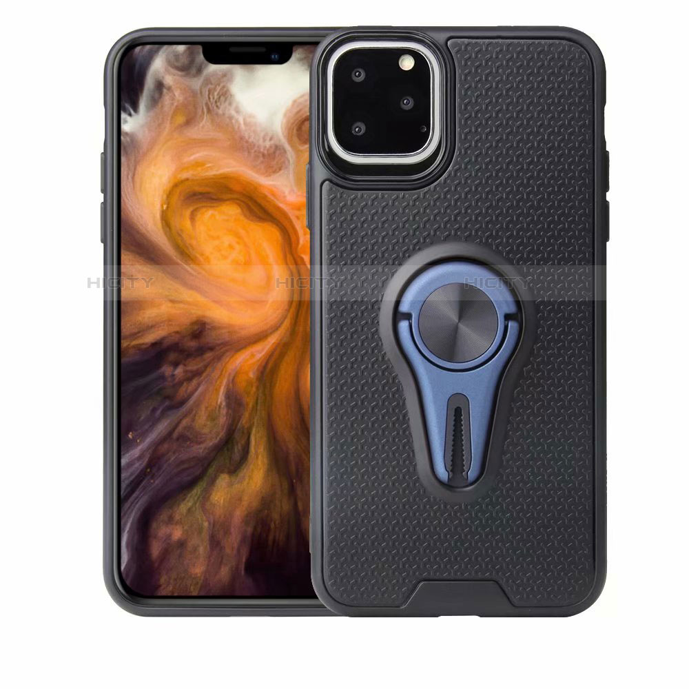 Coque Ultra Fine Silicone Souple Housse Etui avec Support Bague Anneau Aimante Magnetique A01 pour Apple iPhone 11 Pro Plus