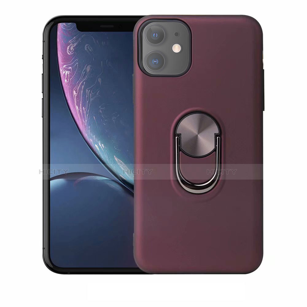 Coque Ultra Fine Silicone Souple Housse Etui avec Support Bague Anneau Aimante Magnetique A01 pour Apple iPhone 11 Violet Plus