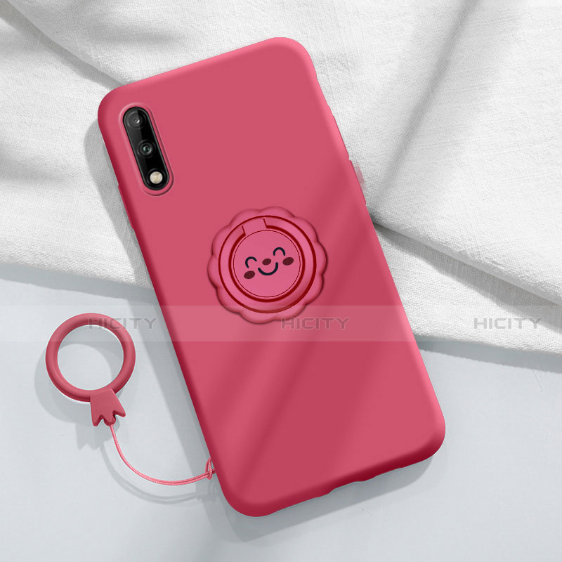 Coque Ultra Fine Silicone Souple Housse Etui avec Support Bague Anneau Aimante Magnetique A01 pour Huawei Enjoy 10 Plus