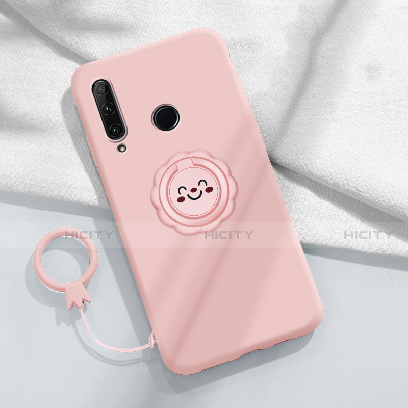 Coque Ultra Fine Silicone Souple Housse Etui avec Support Bague Anneau Aimante Magnetique A01 pour Huawei Enjoy 10 Plus Rose Plus