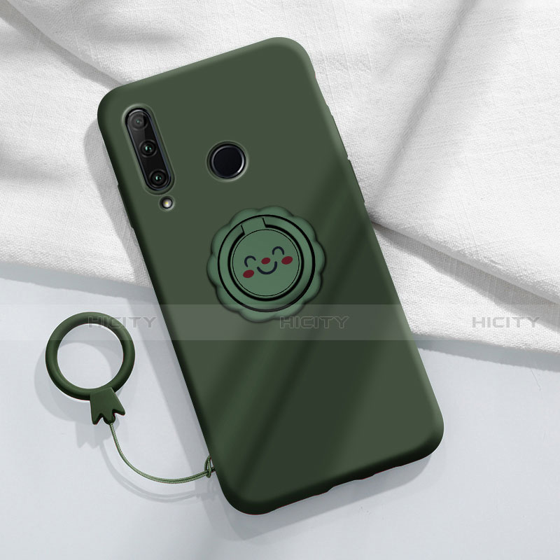 Coque Ultra Fine Silicone Souple Housse Etui avec Support Bague Anneau Aimante Magnetique A01 pour Huawei Enjoy 10 Plus Vert Plus