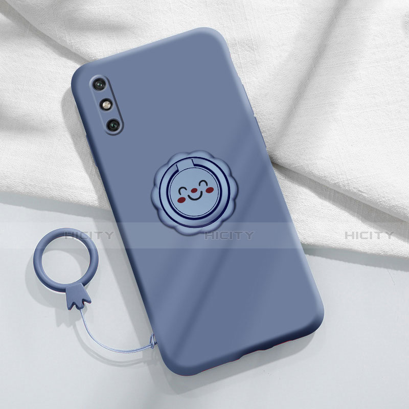 Coque Ultra Fine Silicone Souple Housse Etui avec Support Bague Anneau Aimante Magnetique A01 pour Huawei Enjoy 10e Gris Plus