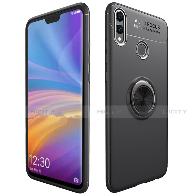 Coque Ultra Fine Silicone Souple Housse Etui avec Support Bague Anneau Aimante Magnetique A01 pour Huawei Honor 8X Noir Plus