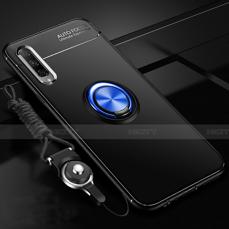 Coque Ultra Fine Silicone Souple Housse Etui avec Support Bague Anneau Aimante Magnetique A01 pour Huawei Honor 9X Pro Bleu et Noir Plus