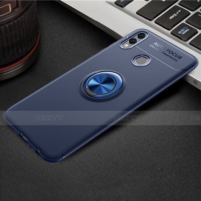 Coque Ultra Fine Silicone Souple Housse Etui avec Support Bague Anneau Aimante Magnetique A01 pour Huawei Honor V10 Lite Bleu Plus