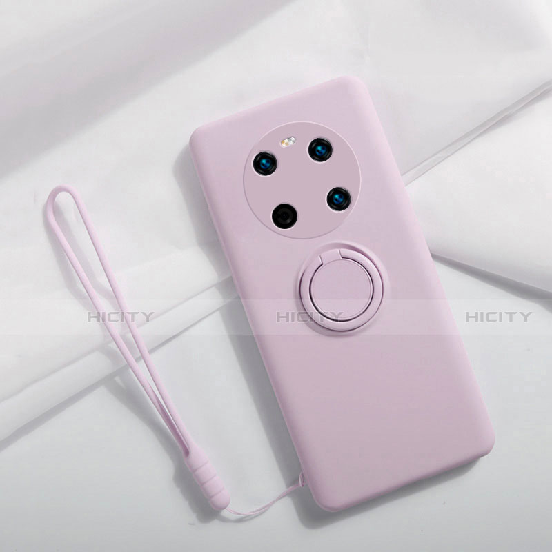 Coque Ultra Fine Silicone Souple Housse Etui avec Support Bague Anneau Aimante Magnetique A01 pour Huawei Mate 40 Violet Clair Plus