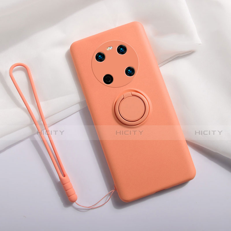 Coque Ultra Fine Silicone Souple Housse Etui avec Support Bague Anneau Aimante Magnetique A01 pour Huawei Mate 40E 5G Orange Plus