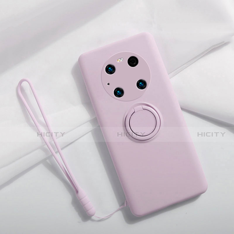 Coque Ultra Fine Silicone Souple Housse Etui avec Support Bague Anneau Aimante Magnetique A01 pour Huawei Mate 40E Pro 5G Violet Clair Plus