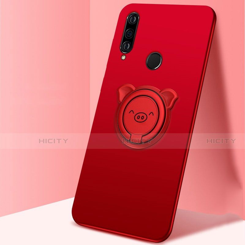 Coque Ultra Fine Silicone Souple Housse Etui avec Support Bague Anneau Aimante Magnetique A01 pour Huawei Nova 4e Rouge Plus