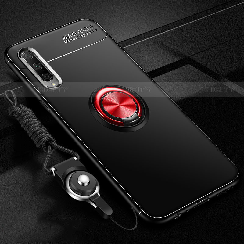 Coque Ultra Fine Silicone Souple Housse Etui avec Support Bague Anneau Aimante Magnetique A01 pour Huawei P Smart Pro (2019) Rouge et Noir Plus