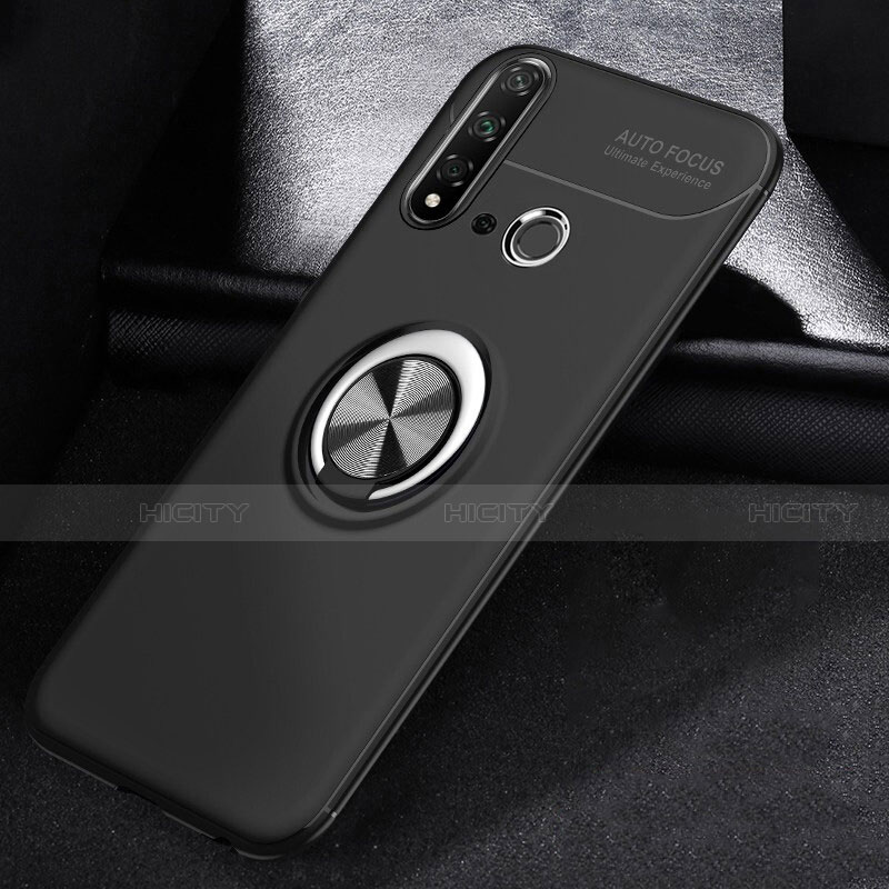 Coque Ultra Fine Silicone Souple Housse Etui avec Support Bague Anneau Aimante Magnetique A01 pour Huawei P20 Lite (2019) Noir Plus