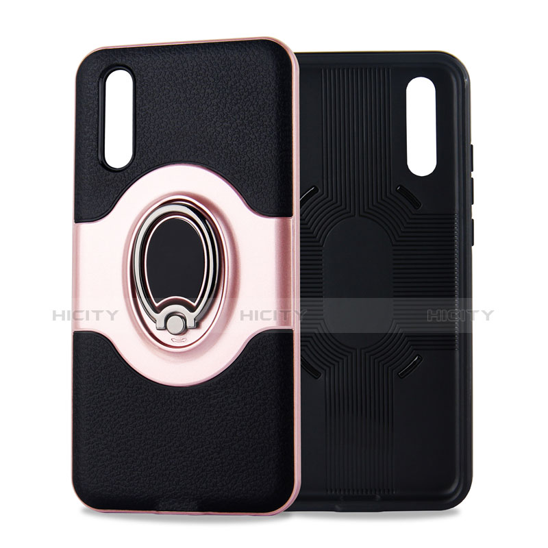 Coque Ultra Fine Silicone Souple Housse Etui avec Support Bague Anneau Aimante Magnetique A01 pour Huawei P20 Or Rose Plus