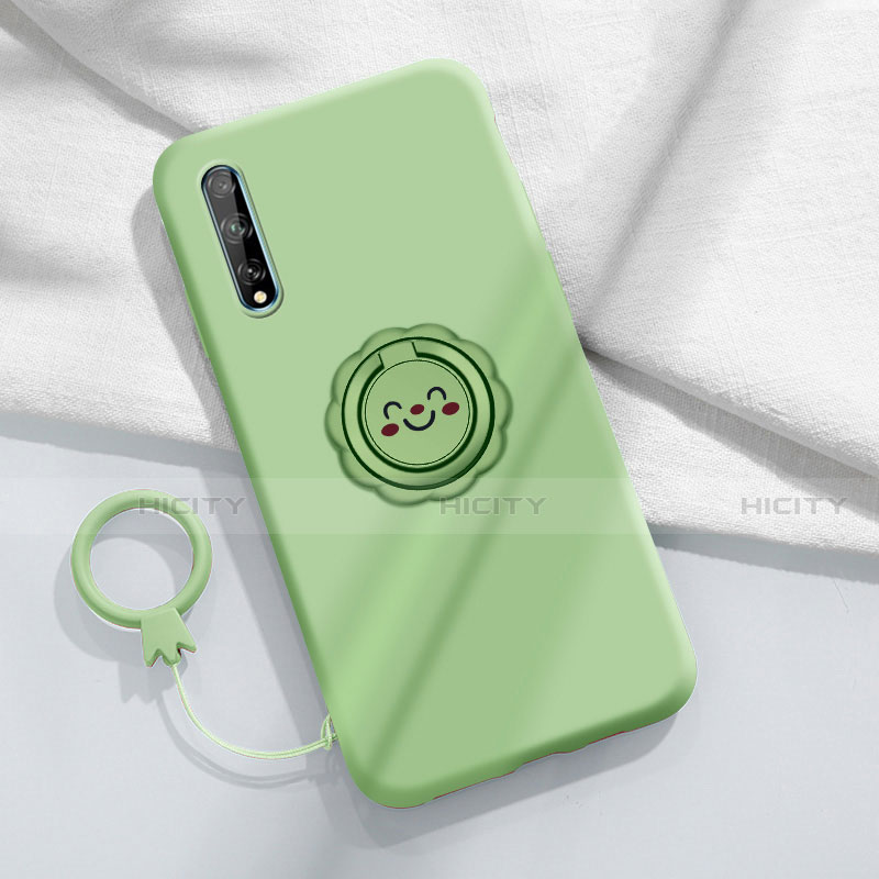 Coque Ultra Fine Silicone Souple Housse Etui avec Support Bague Anneau Aimante Magnetique A01 pour Huawei Y8p Cyan Plus