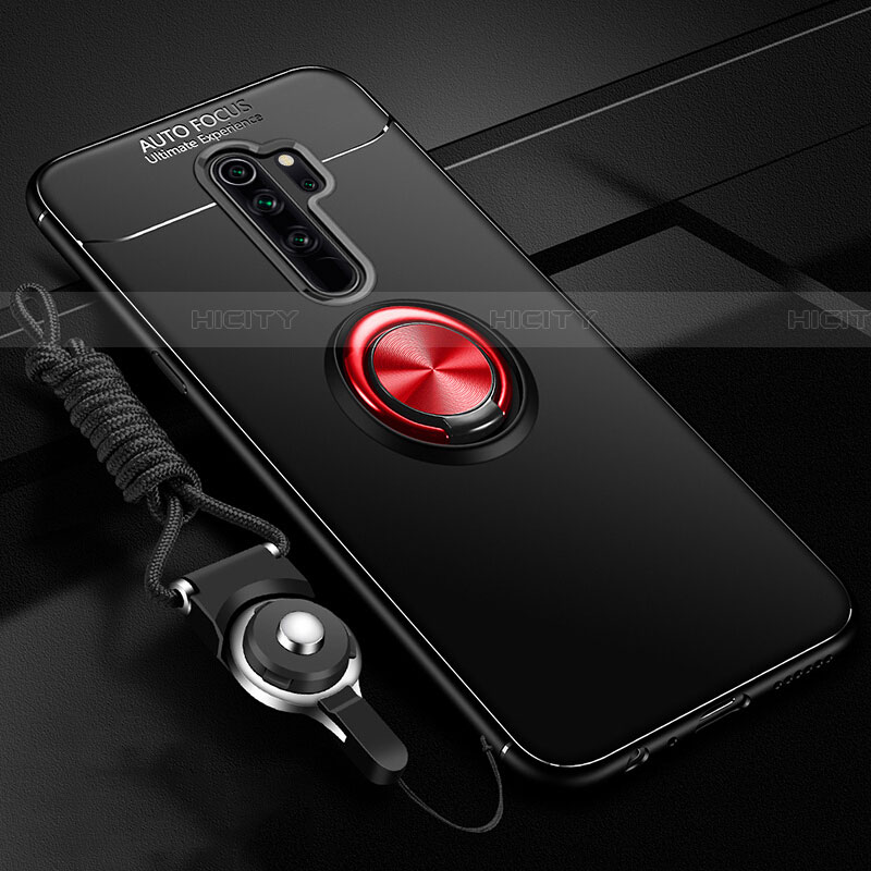 Coque Ultra Fine Silicone Souple Housse Etui avec Support Bague Anneau Aimante Magnetique A01 pour Oppo A11 Rouge et Noir Plus