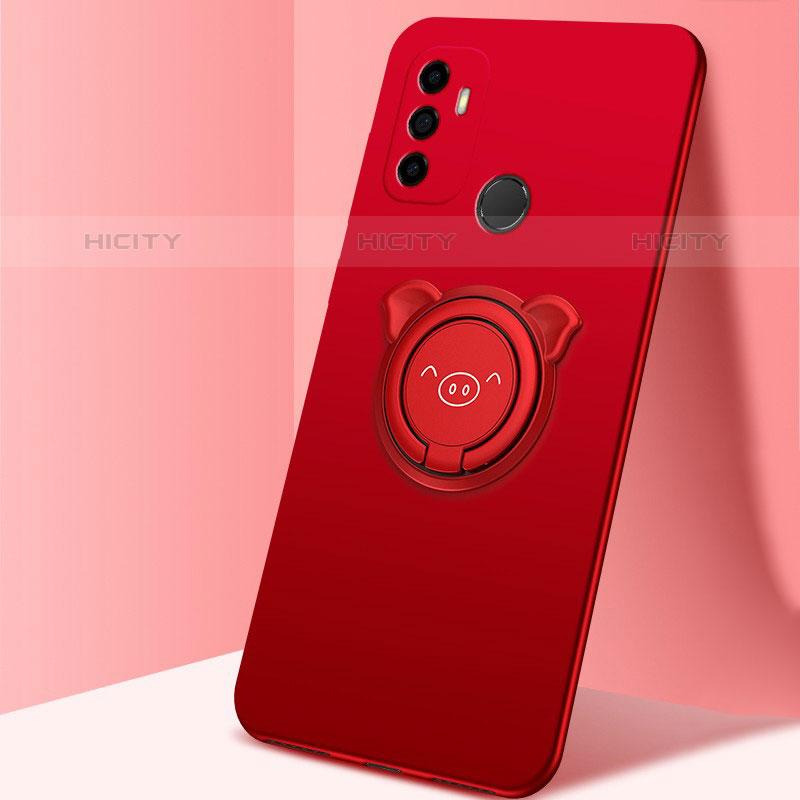 Coque Ultra Fine Silicone Souple Housse Etui avec Support Bague Anneau Aimante Magnetique A01 pour Oppo A11s Rouge Plus