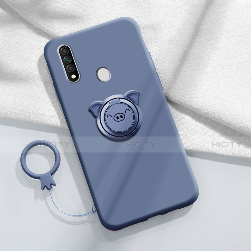 Coque Ultra Fine Silicone Souple Housse Etui avec Support Bague Anneau Aimante Magnetique A01 pour Oppo A31 Gris Plus