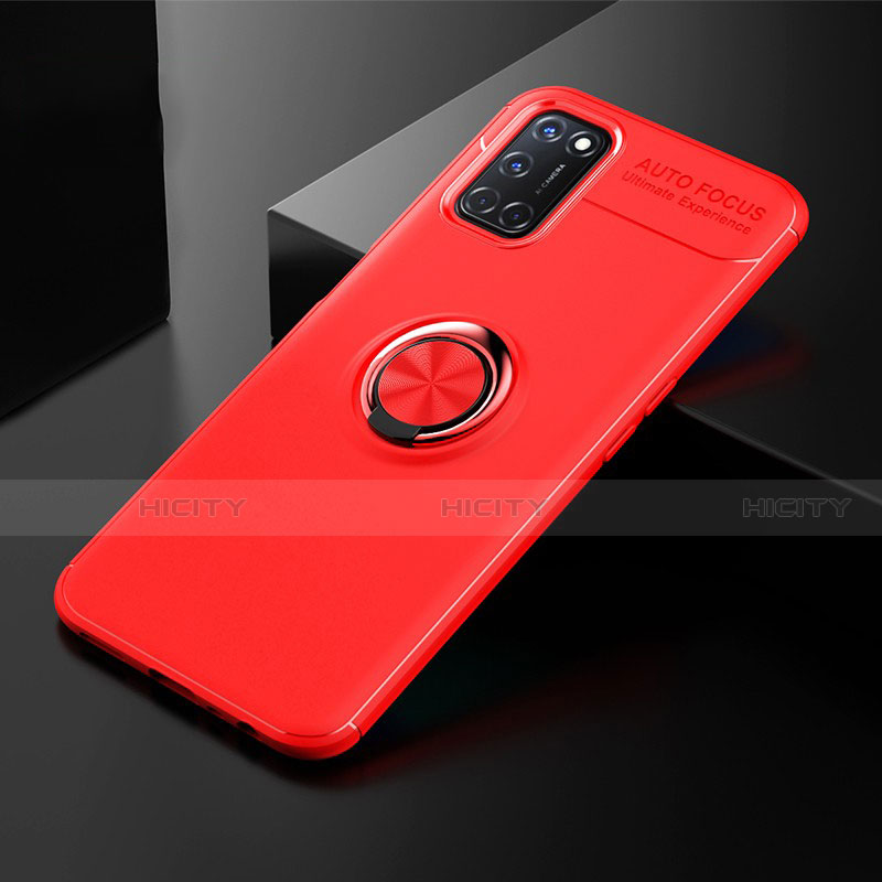 Coque Ultra Fine Silicone Souple Housse Etui avec Support Bague Anneau Aimante Magnetique A01 pour Oppo A52 Rouge Plus