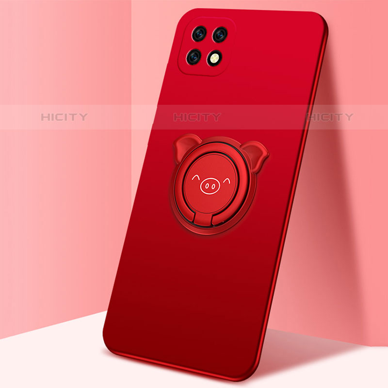 Coque Ultra Fine Silicone Souple Housse Etui avec Support Bague Anneau Aimante Magnetique A01 pour Oppo A53 5G Rouge Plus