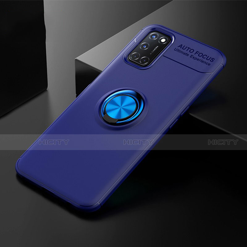 Coque Ultra Fine Silicone Souple Housse Etui avec Support Bague Anneau Aimante Magnetique A01 pour Oppo A92 Bleu Plus