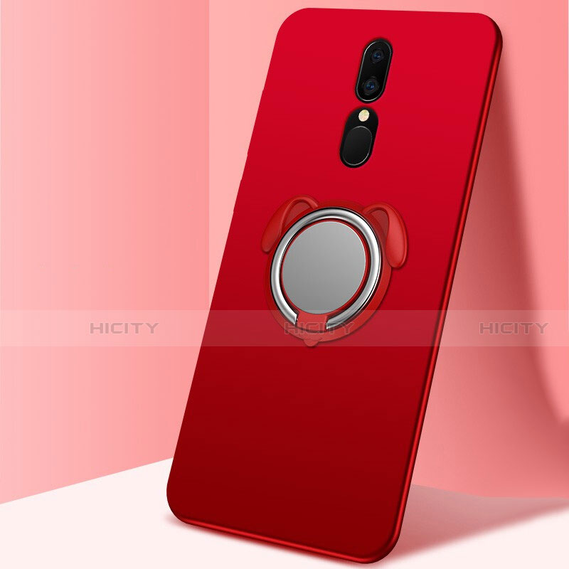 Coque Ultra Fine Silicone Souple Housse Etui avec Support Bague Anneau Aimante Magnetique A01 pour Oppo A9X Rouge Plus