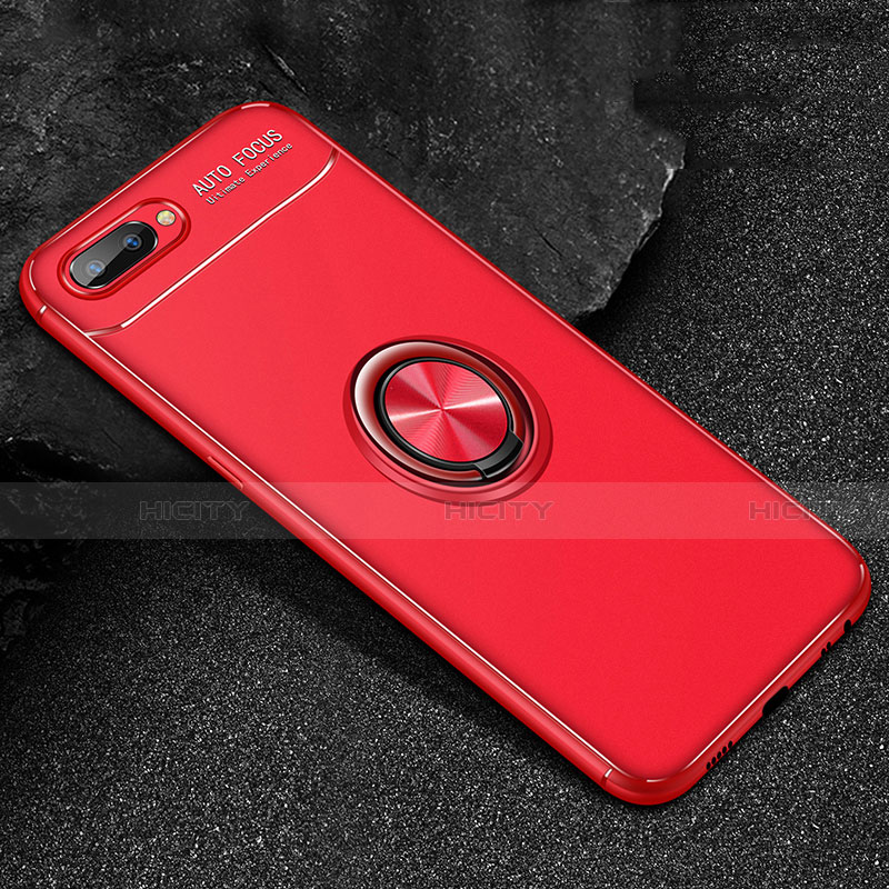 Coque Ultra Fine Silicone Souple Housse Etui avec Support Bague Anneau Aimante Magnetique A01 pour Oppo AX5 Rouge Plus