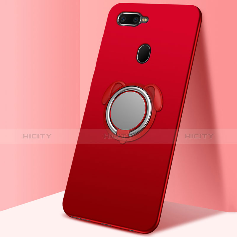 Coque Ultra Fine Silicone Souple Housse Etui avec Support Bague Anneau Aimante Magnetique A01 pour Oppo AX7 Rouge Plus