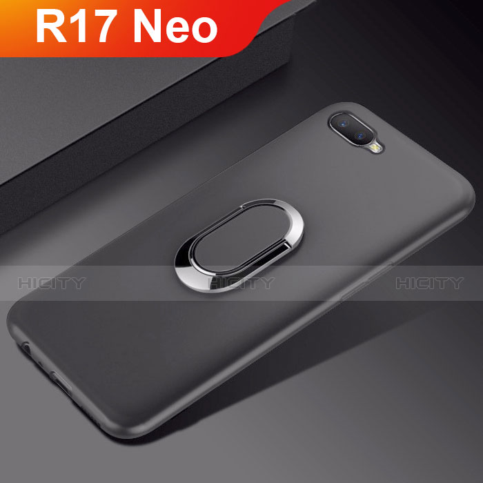 Coque Ultra Fine Silicone Souple Housse Etui avec Support Bague Anneau Aimante Magnetique A01 pour Oppo R17 Neo Noir Plus