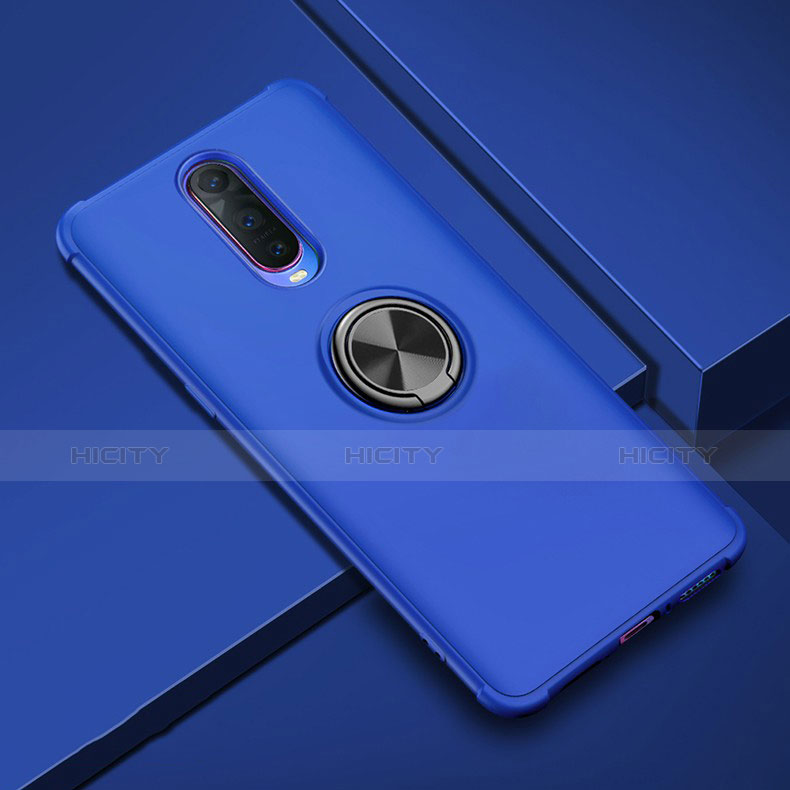 Coque Ultra Fine Silicone Souple Housse Etui avec Support Bague Anneau Aimante Magnetique A01 pour Oppo R17 Pro Bleu Plus