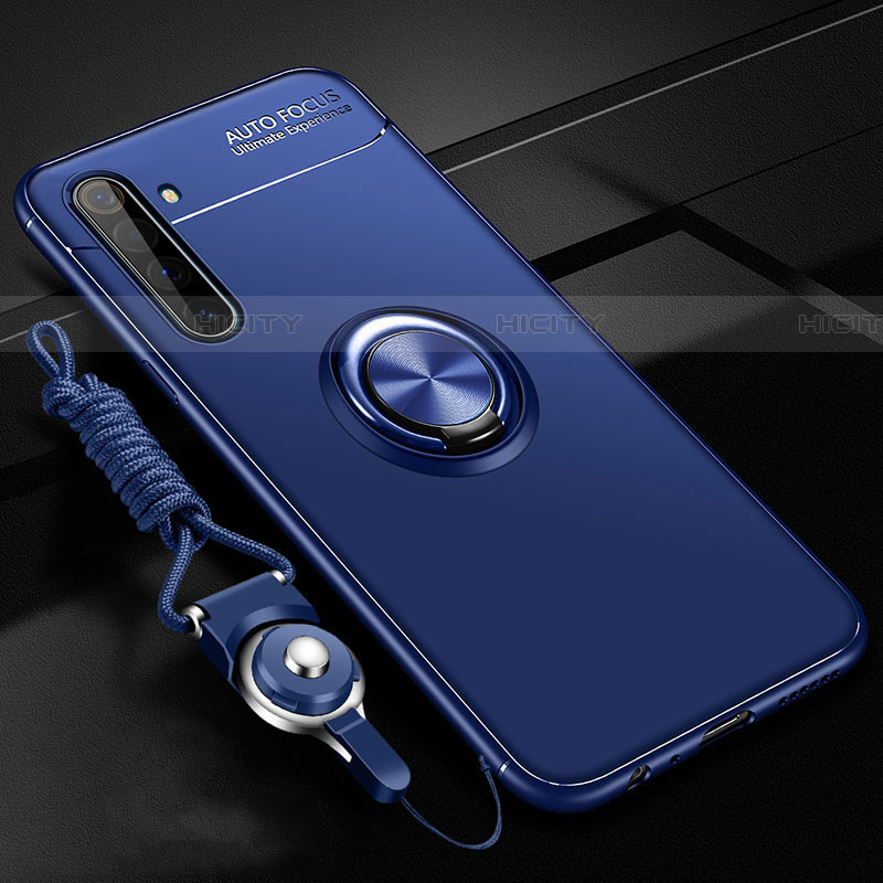 Coque Ultra Fine Silicone Souple Housse Etui avec Support Bague Anneau Aimante Magnetique A01 pour Realme X50 Pro 5G Bleu Plus