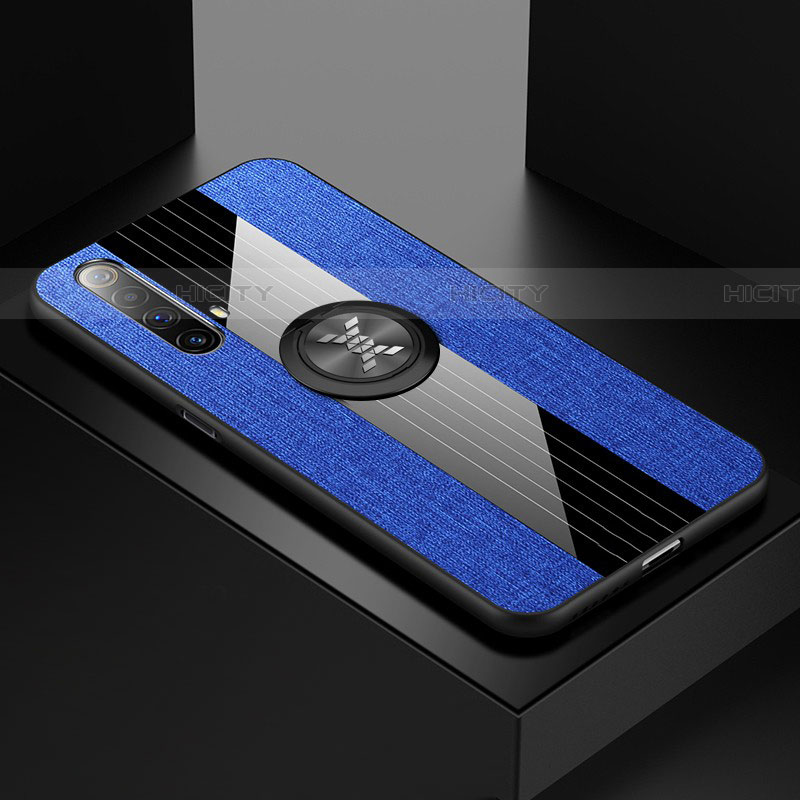 Coque Ultra Fine Silicone Souple Housse Etui avec Support Bague Anneau Aimante Magnetique A01 pour Realme X50t 5G Bleu Plus