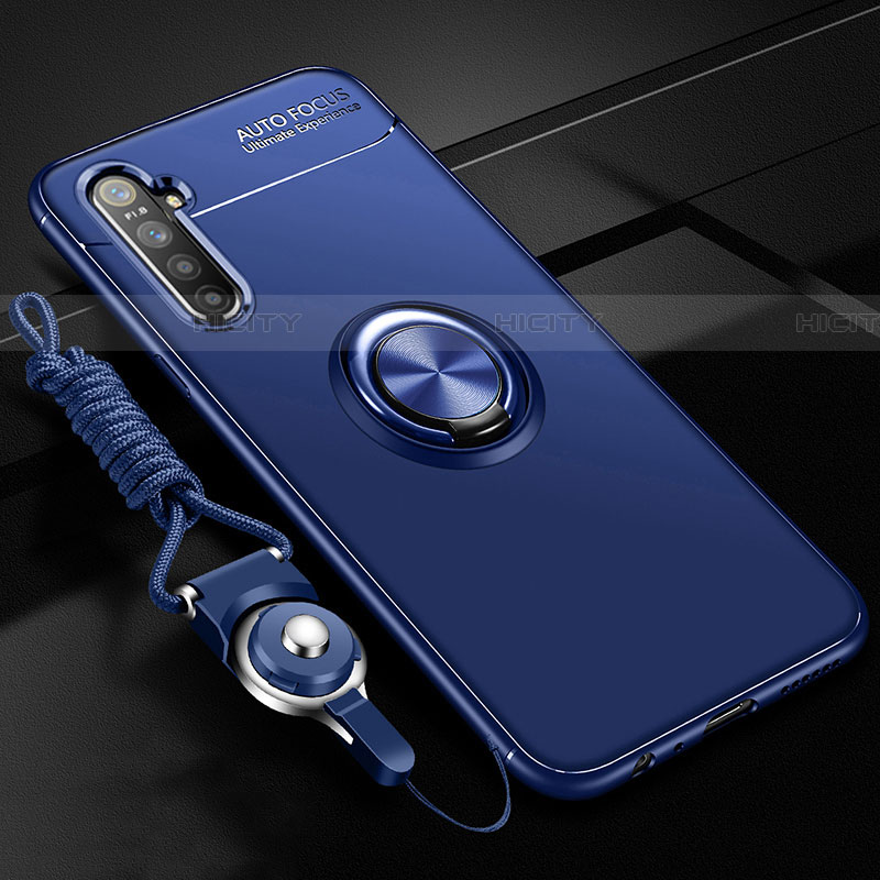 Coque Ultra Fine Silicone Souple Housse Etui avec Support Bague Anneau Aimante Magnetique A01 pour Realme XT Bleu Plus