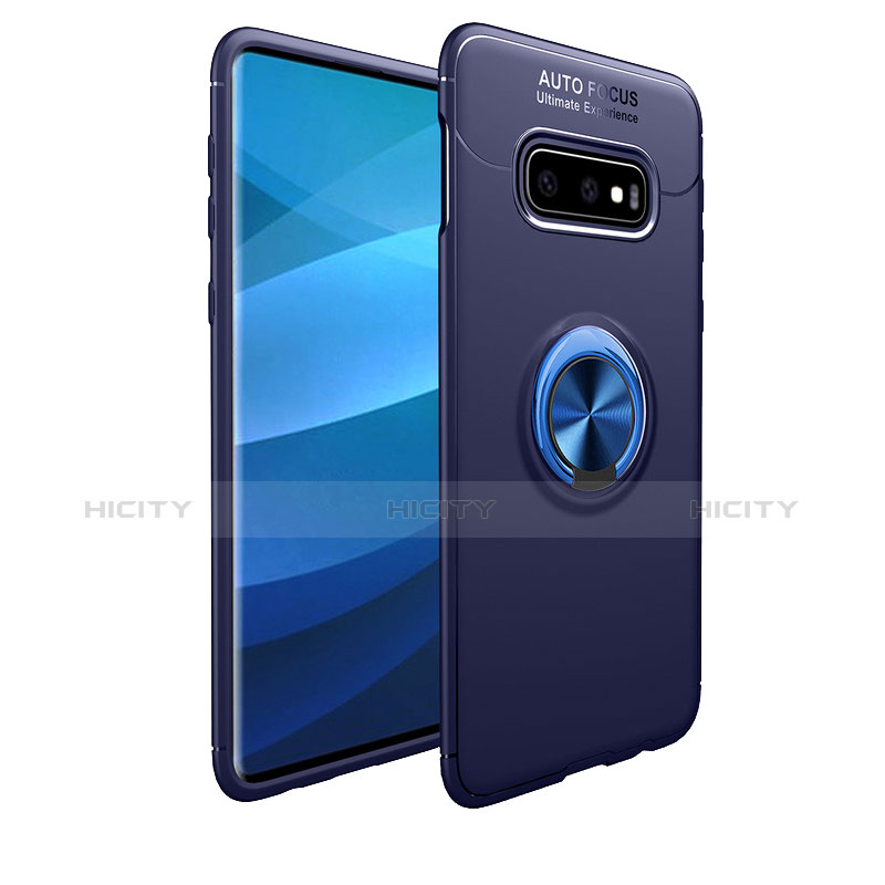 Coque Ultra Fine Silicone Souple Housse Etui avec Support Bague Anneau Aimante Magnetique A01 pour Samsung Galaxy S10e Bleu Plus