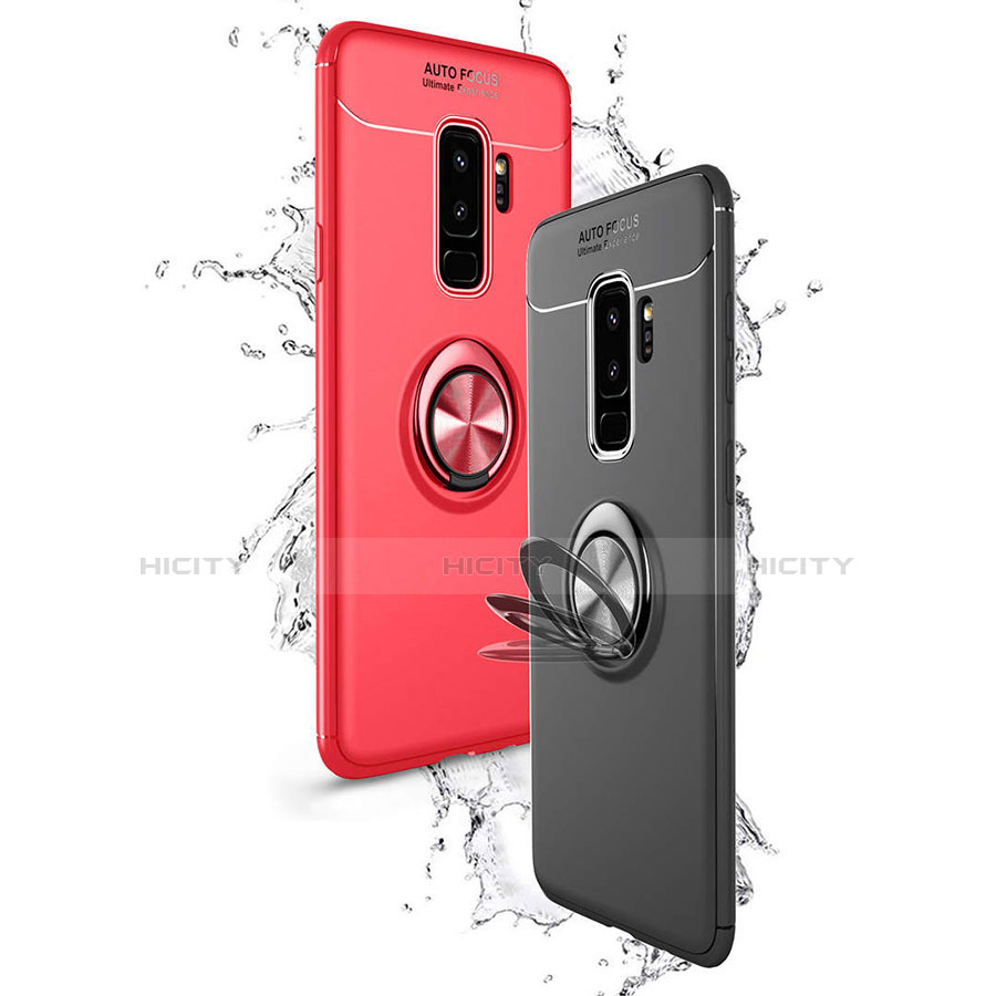 Coque Ultra Fine Silicone Souple Housse Etui avec Support Bague Anneau Aimante Magnetique A01 pour Samsung Galaxy S9 Plus Plus