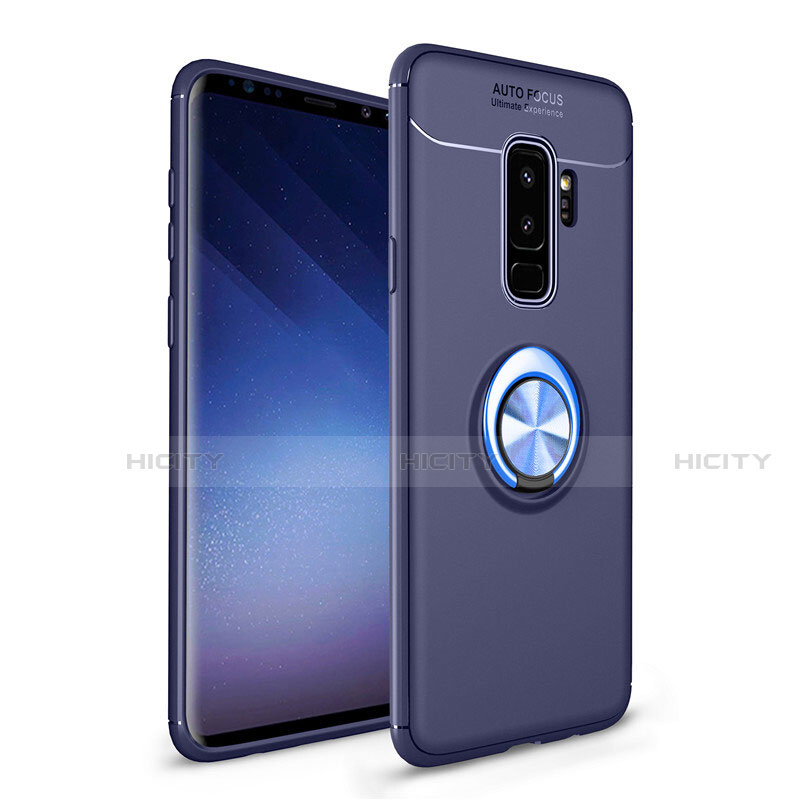 Coque Ultra Fine Silicone Souple Housse Etui avec Support Bague Anneau Aimante Magnetique A01 pour Samsung Galaxy S9 Plus Plus