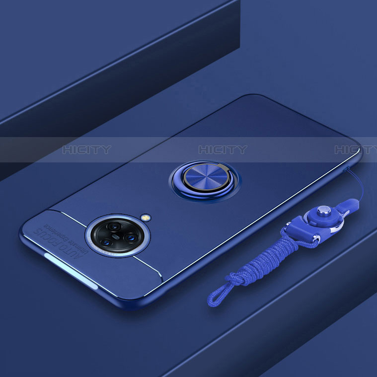 Coque Ultra Fine Silicone Souple Housse Etui avec Support Bague Anneau Aimante Magnetique A01 pour Vivo Nex 3 5G Bleu Plus