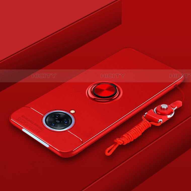 Coque Ultra Fine Silicone Souple Housse Etui avec Support Bague Anneau Aimante Magnetique A01 pour Vivo Nex 3 5G Rouge Plus