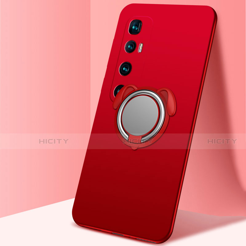 Coque Ultra Fine Silicone Souple Housse Etui avec Support Bague Anneau Aimante Magnetique A01 pour Xiaomi Mi 10 Ultra Rouge Plus