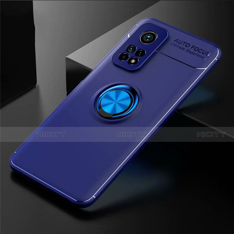 Coque Ultra Fine Silicone Souple Housse Etui avec Support Bague Anneau Aimante Magnetique A01 pour Xiaomi Mi 10T 5G Bleu Plus