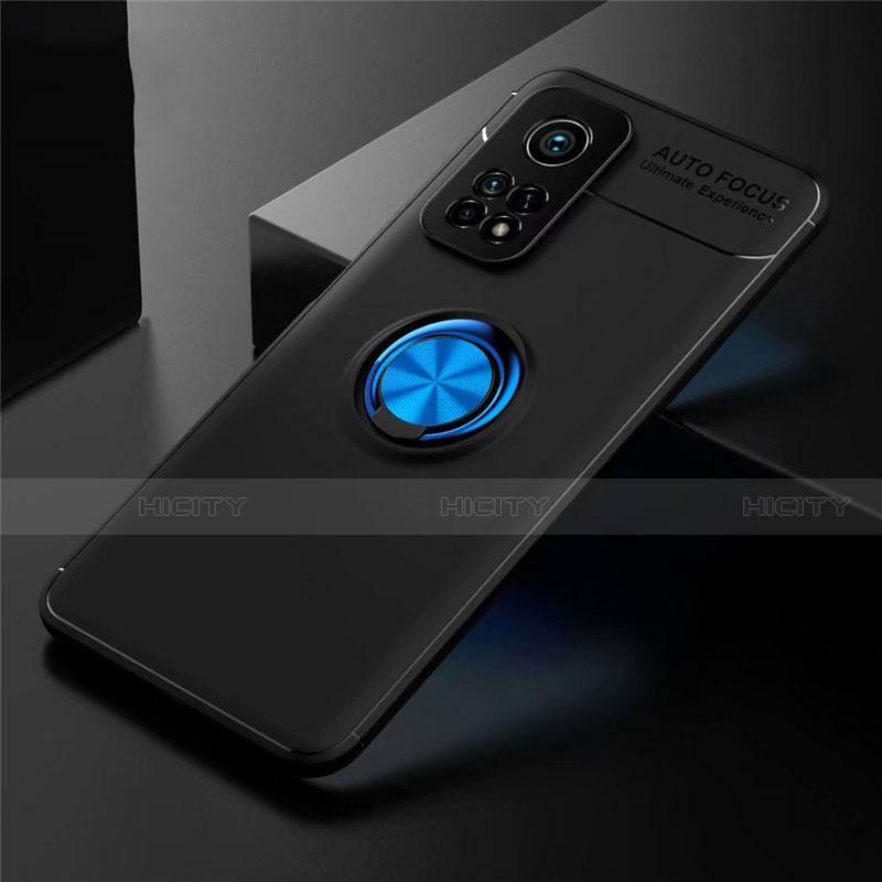 Coque Ultra Fine Silicone Souple Housse Etui avec Support Bague Anneau Aimante Magnetique A01 pour Xiaomi Mi 10T 5G Bleu et Noir Plus