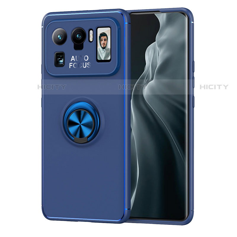 Coque Ultra Fine Silicone Souple Housse Etui avec Support Bague Anneau Aimante Magnetique A01 pour Xiaomi Mi 11 Ultra 5G Bleu Plus