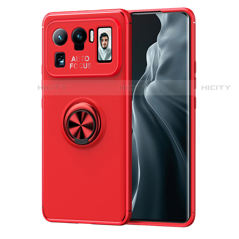 Coque Ultra Fine Silicone Souple Housse Etui avec Support Bague Anneau Aimante Magnetique A01 pour Xiaomi Mi 11 Ultra 5G Rouge Plus